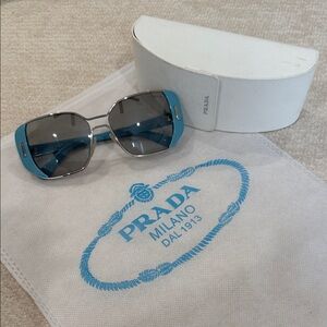 Prada Women's Sunglasses in Blue and Silver